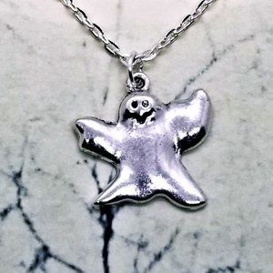 Halloween Ghost Oogie Boogie Silver Necklace